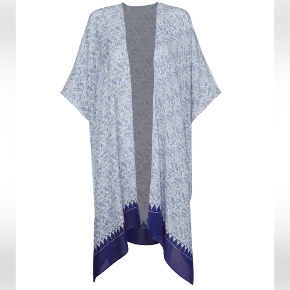 CAbi Light Blue and Navy Printed Wrap